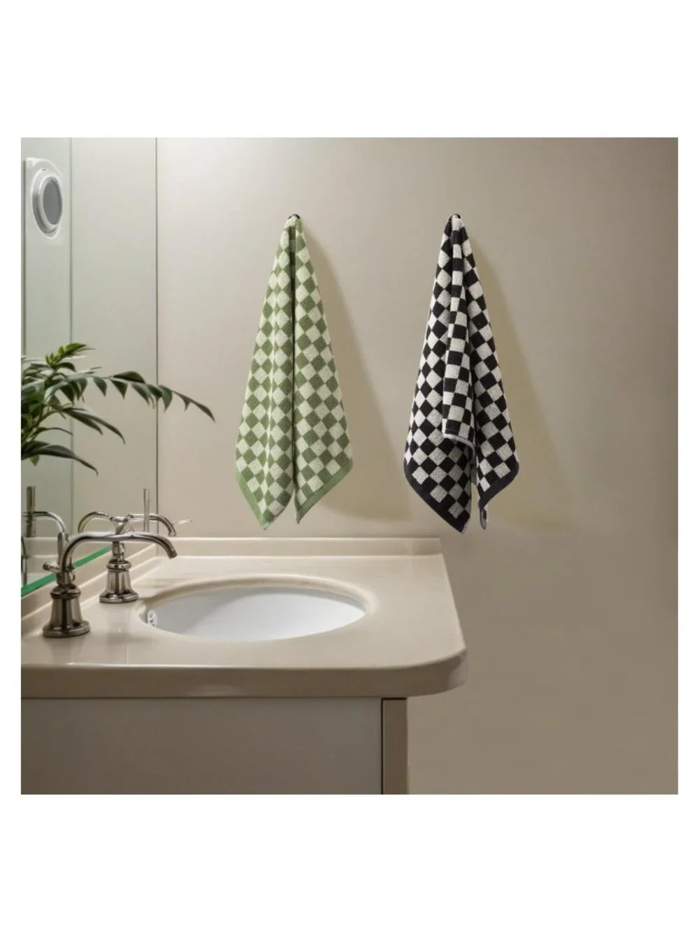 100% Cotton Hand Towels 5 Pack Soft Absorbent Checkered 13x29